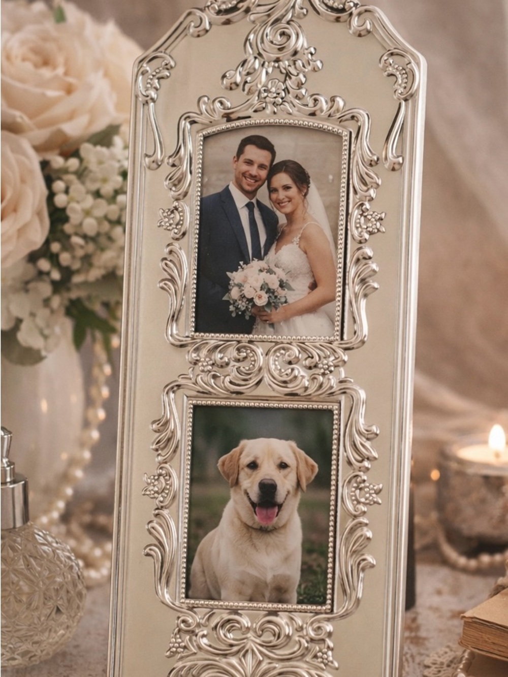 Godinger Silver Ornate Vertical Double Frame